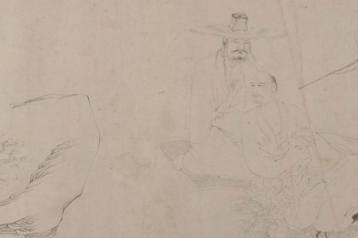 丁云鹏白描佛像图卷《十八罗汉图》 - 国画作品高清大图下载- 集古作网