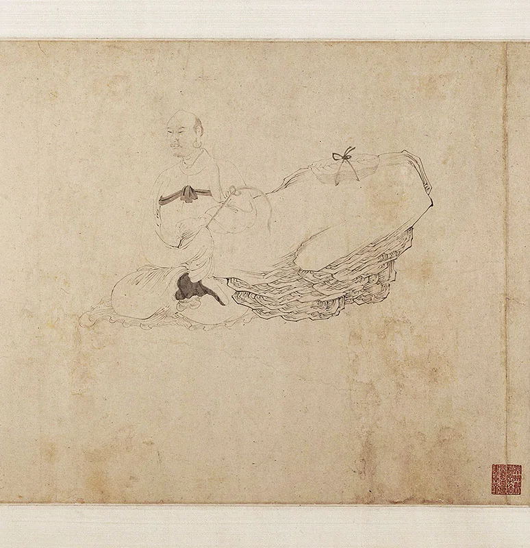 丁云鹏白描佛像图卷《十八罗汉图》_05