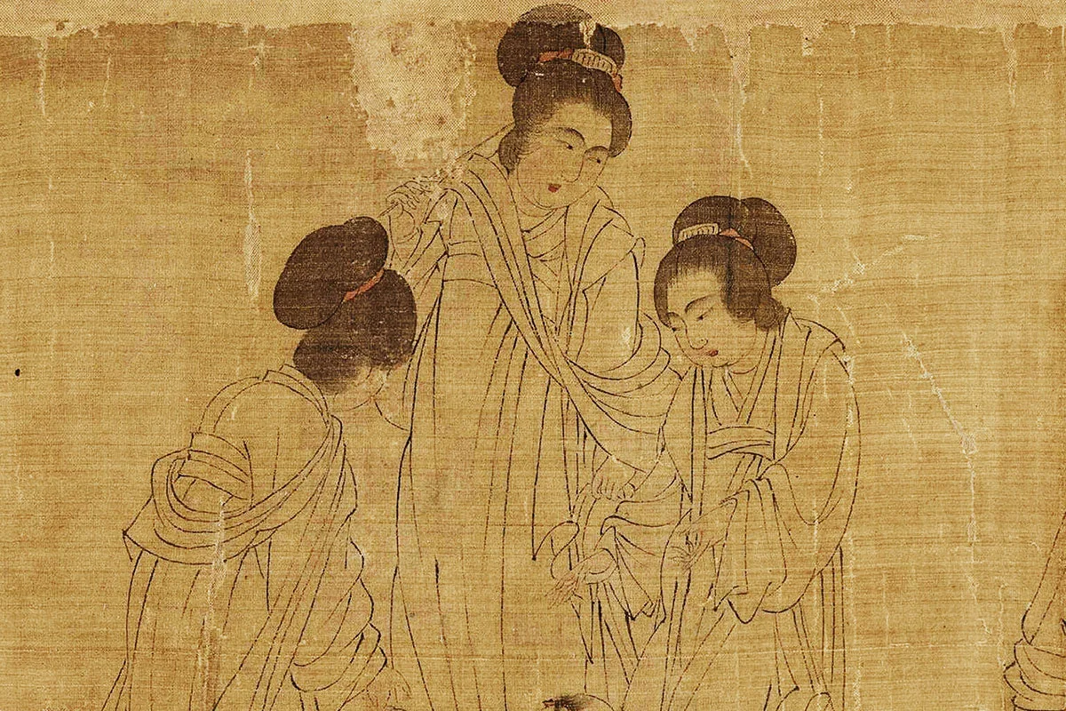 宋摹周文矩《宫中图》曾名《仕女图》 - 国画作品高清大图下载- 集古作网