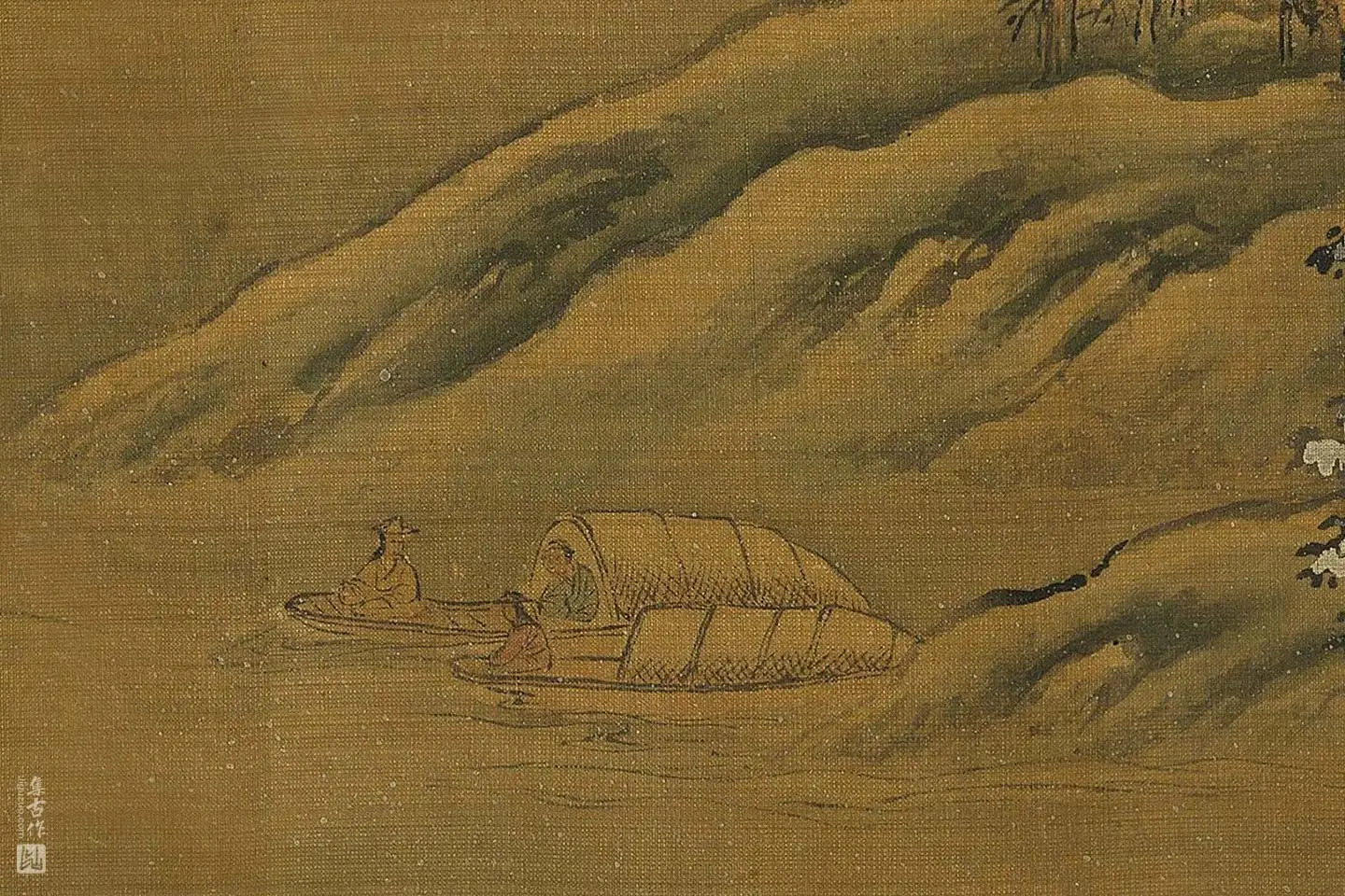 王诜雪景山水《渔村小雪图》全卷- 国画作品高清大图下载- 集古作网