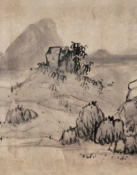 蓝瑛水墨山水画《秋山幽居图》_02