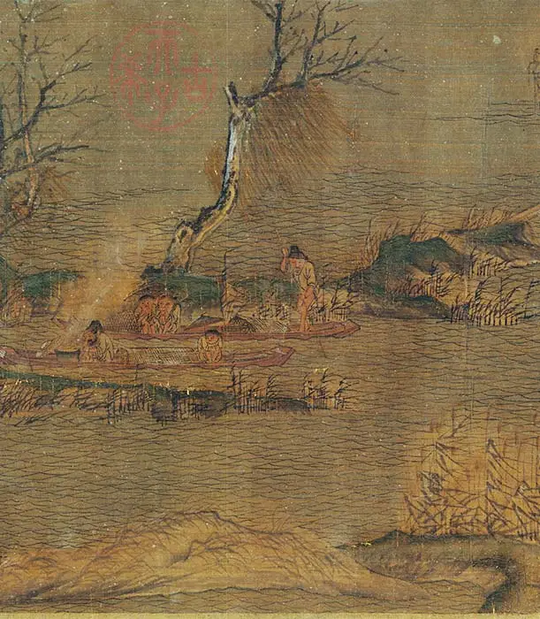 赵干《江行初雪图》卷_06
