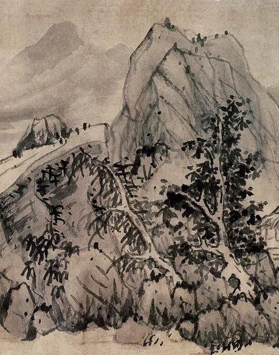 蓝瑛水墨山水画《秋山幽居图》_03