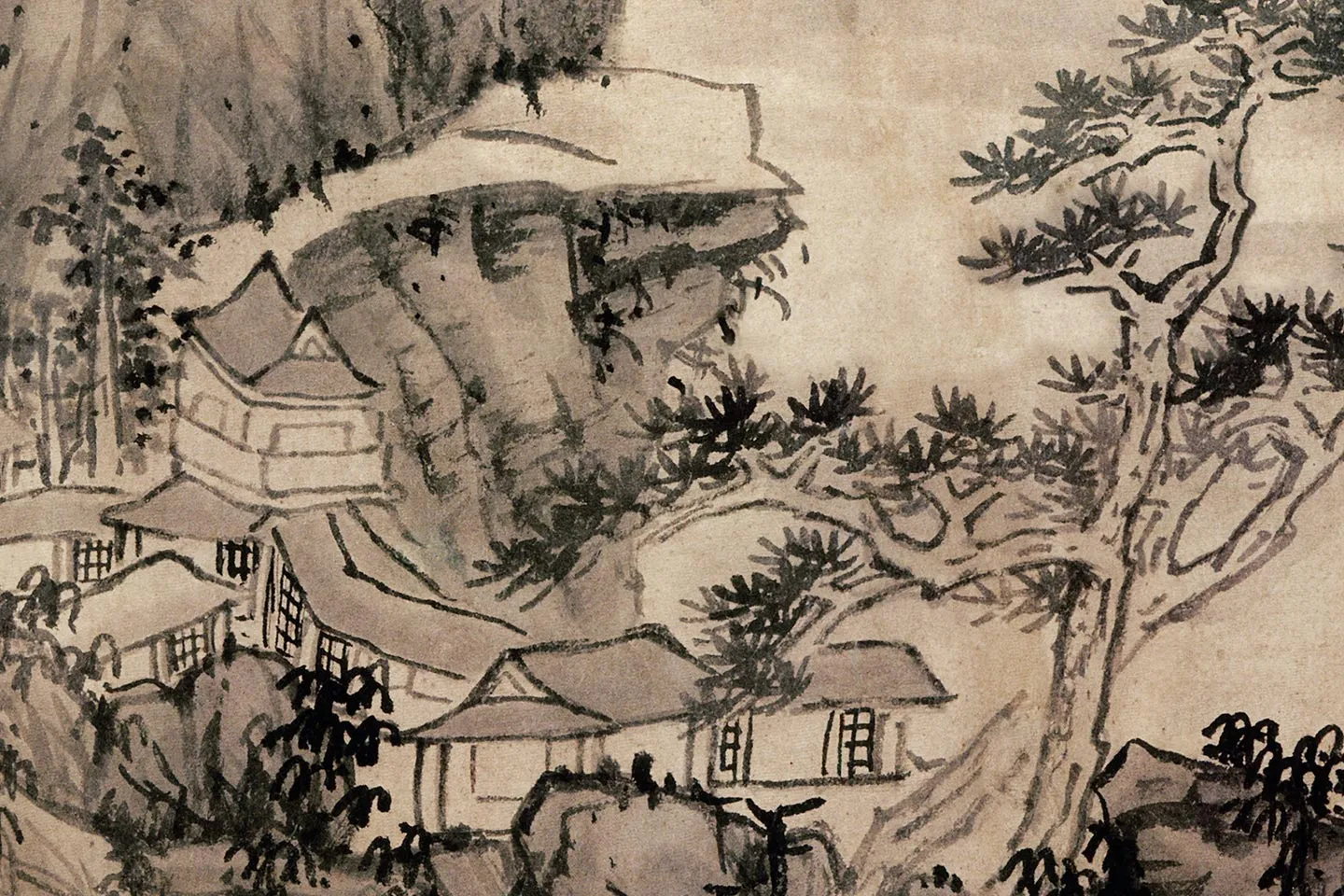 蓝瑛水墨山水画《秋山幽居图》卷- 国画高清图片下载- 集古作网