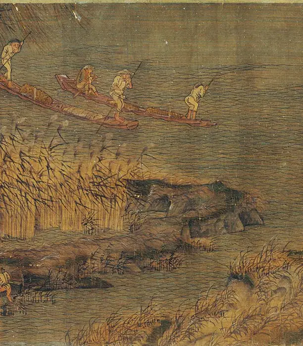 赵干《江行初雪图》卷_14