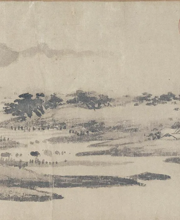 沈周水墨山水《西山雨观图》卷_06
