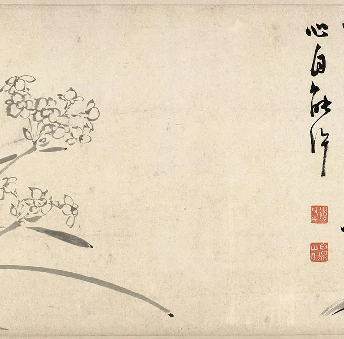 陈淳写意水墨画《墨笔花卉图》_06