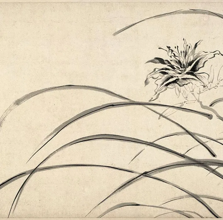 陈淳写意水墨画《墨笔花卉图》_09