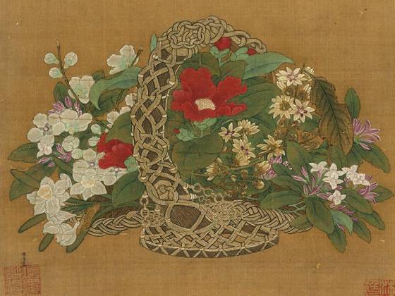 历代集绘《宋李嵩花篮》页