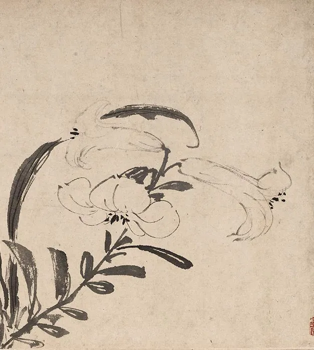 陈淳水墨花卉图卷_07