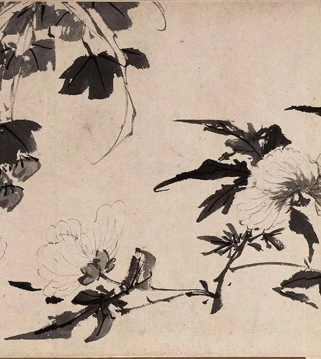 陈淳水墨花卉图卷_03