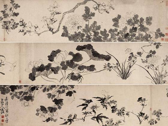 陈淳水墨花卉图卷