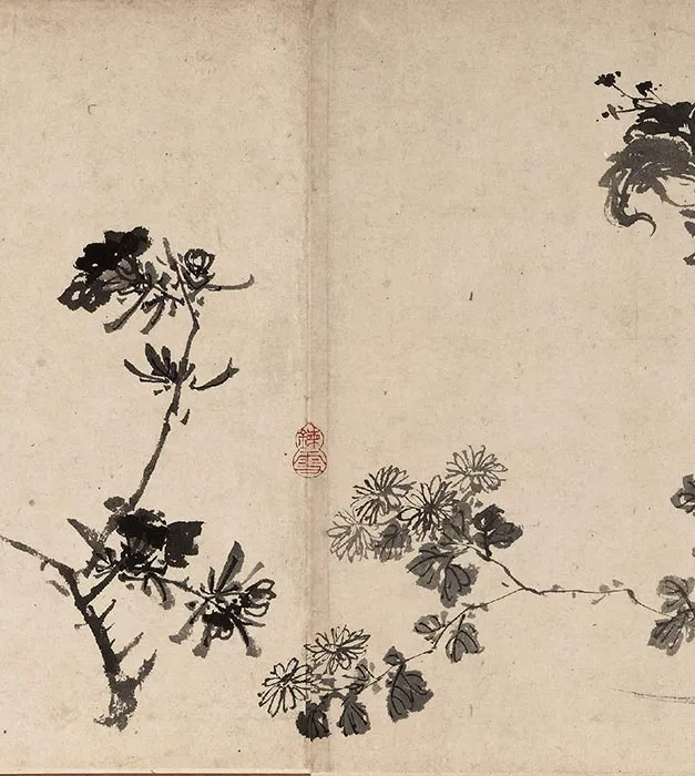 陈淳水墨花卉图卷_05