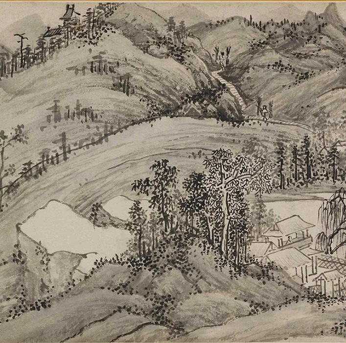 钱谷山水画《溪山深秀图》卷_11