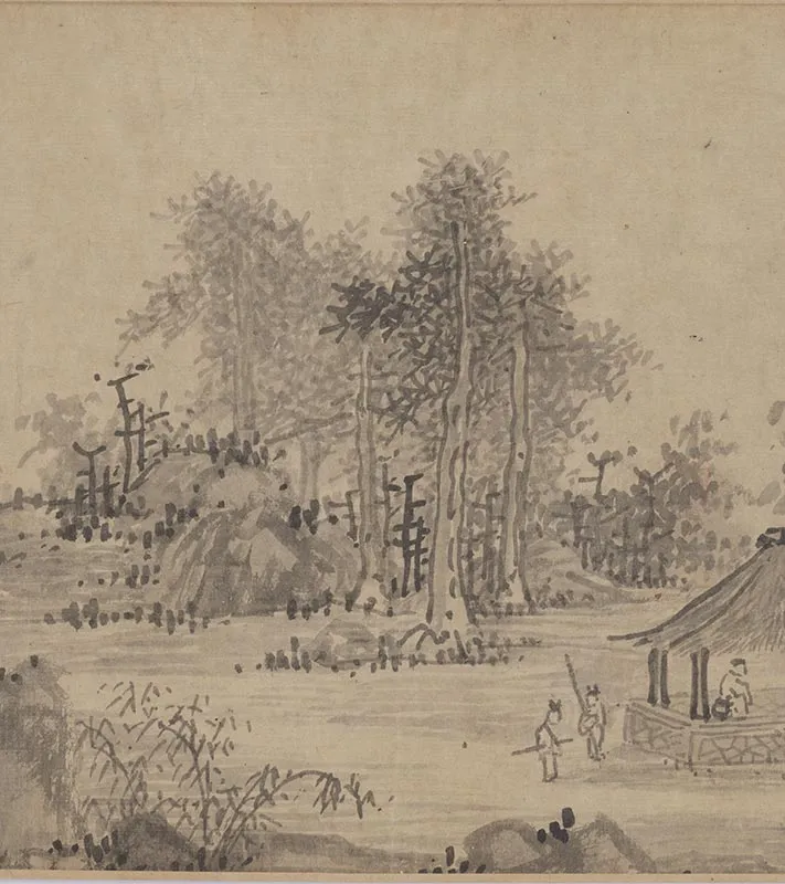 吴镇山水画《草亭诗意图》卷_07