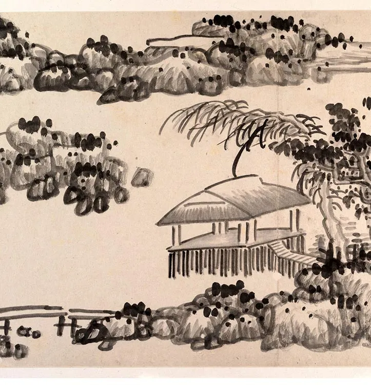 龚贤水墨山水《十二月令山水册》_27