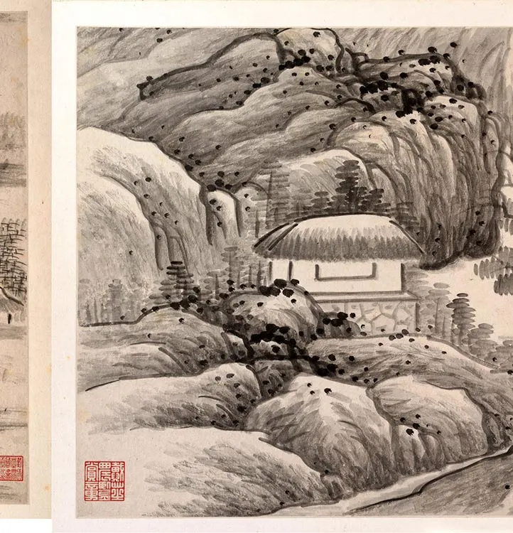 龚贤水墨山水《十二月令山水册》_12