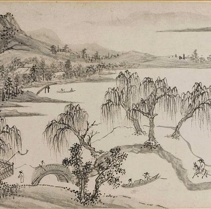 钱谷山水画《溪山深秀图》卷_12