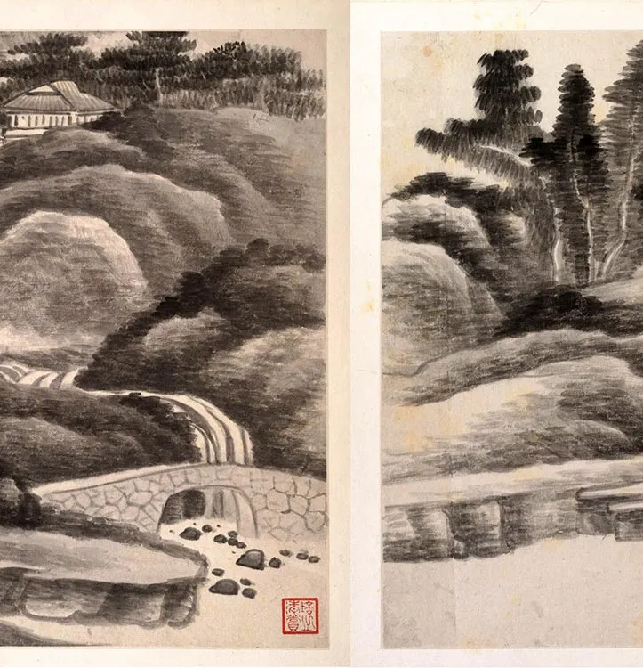 龚贤水墨山水《十二月令山水册》_22