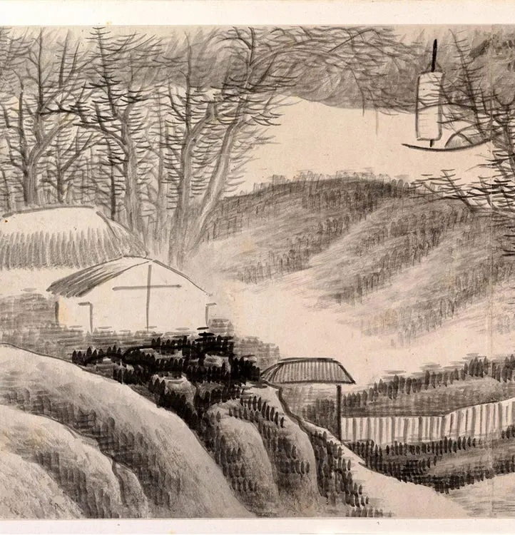 龚贤水墨山水《十二月令山水册》_31