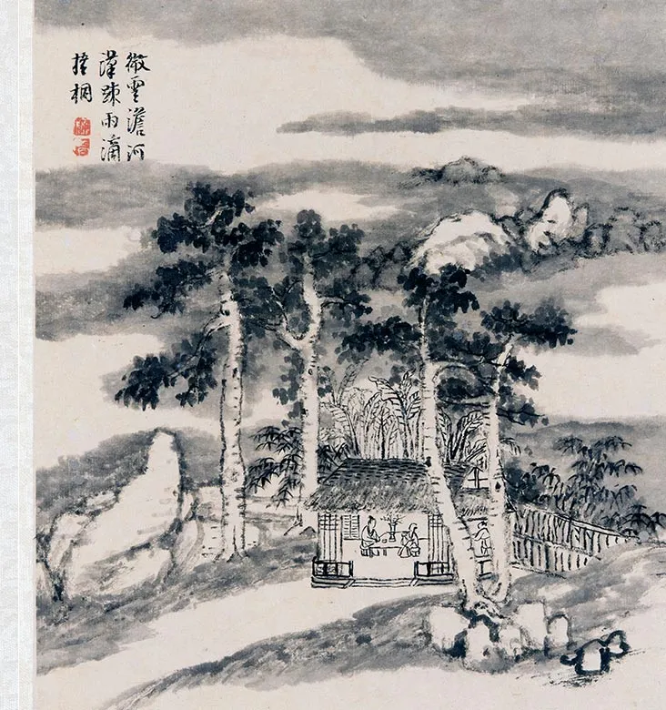 柳堉水墨山水画《唐人诗意图册》_05