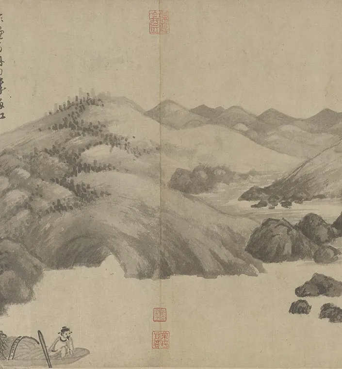 元吴镇水墨画《渔父图卷》_19