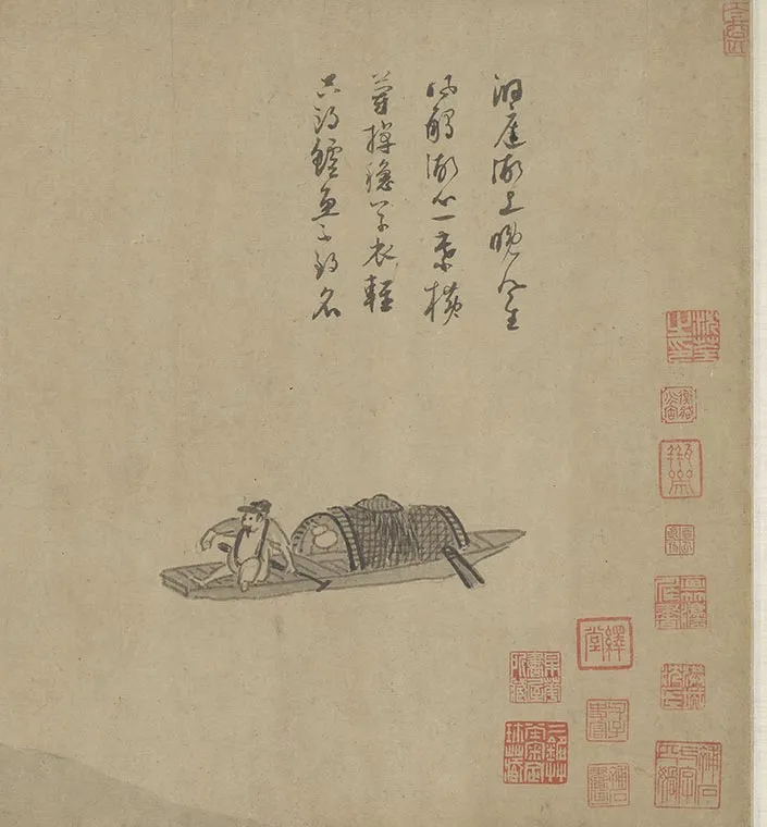 元吴镇水墨画《渔父图卷》_28