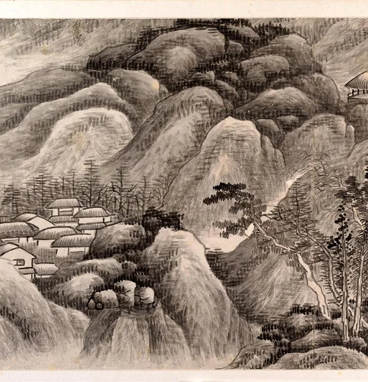 龚贤水墨山水《十二月令山水册》_29