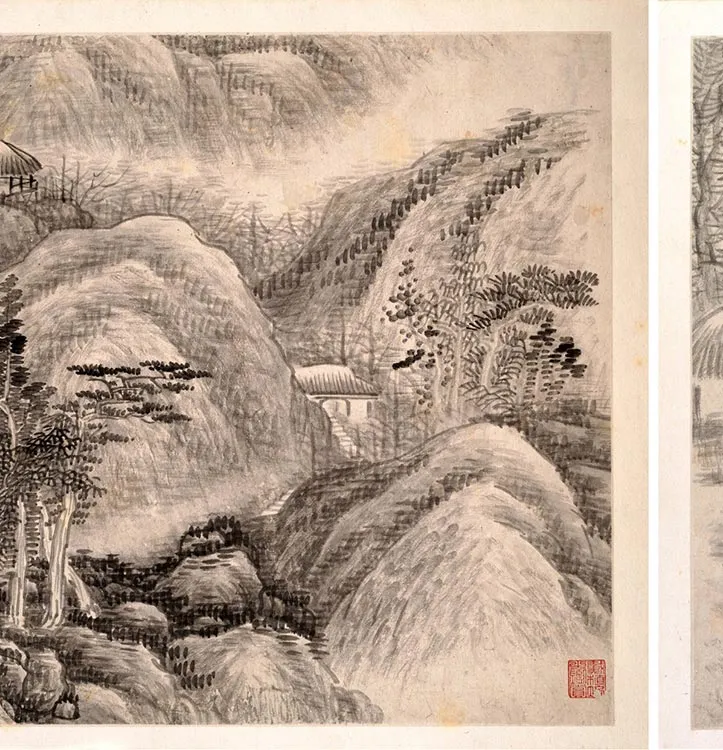 龚贤水墨山水《十二月令山水册》_30