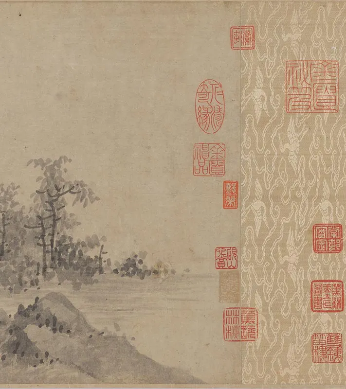 吴镇山水画《草亭诗意图》卷_09