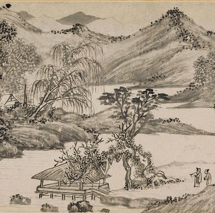 钱谷山水画《溪山深秀图》卷_19