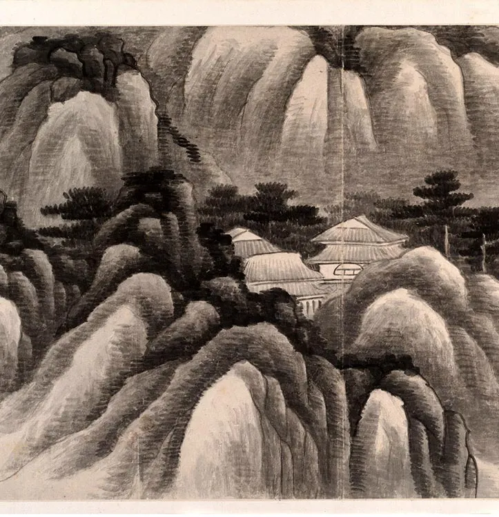 龚贤水墨山水《十二月令山水册》_25
