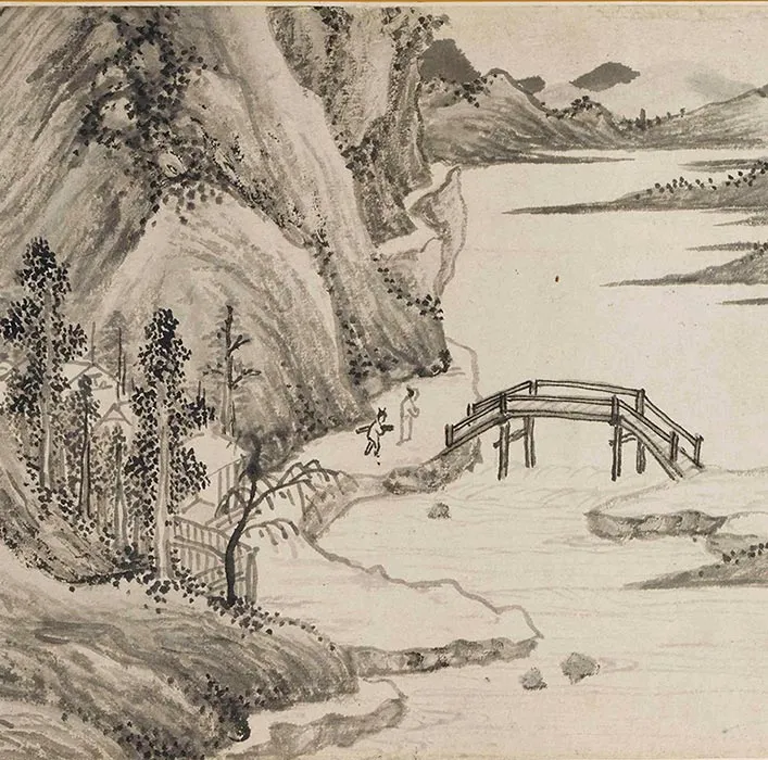 钱谷山水画《溪山深秀图》卷_17