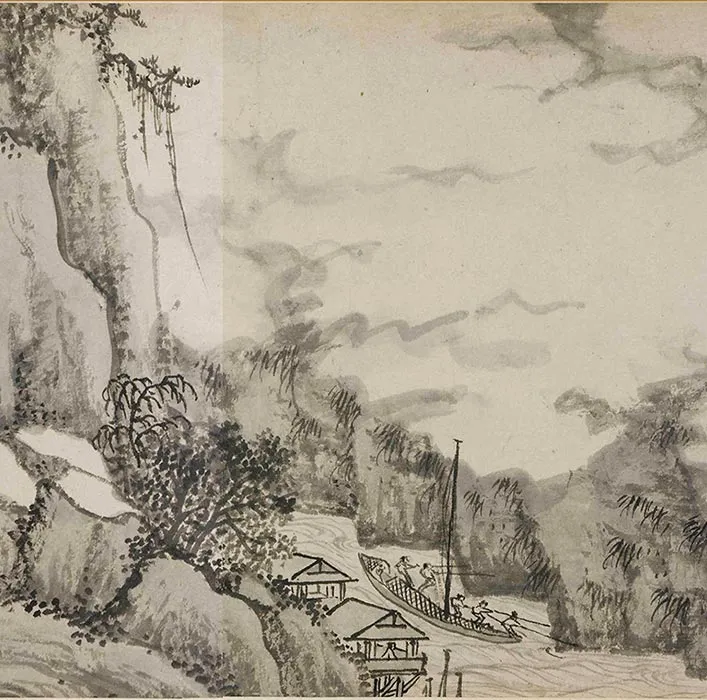 钱谷山水画《溪山深秀图》卷_05