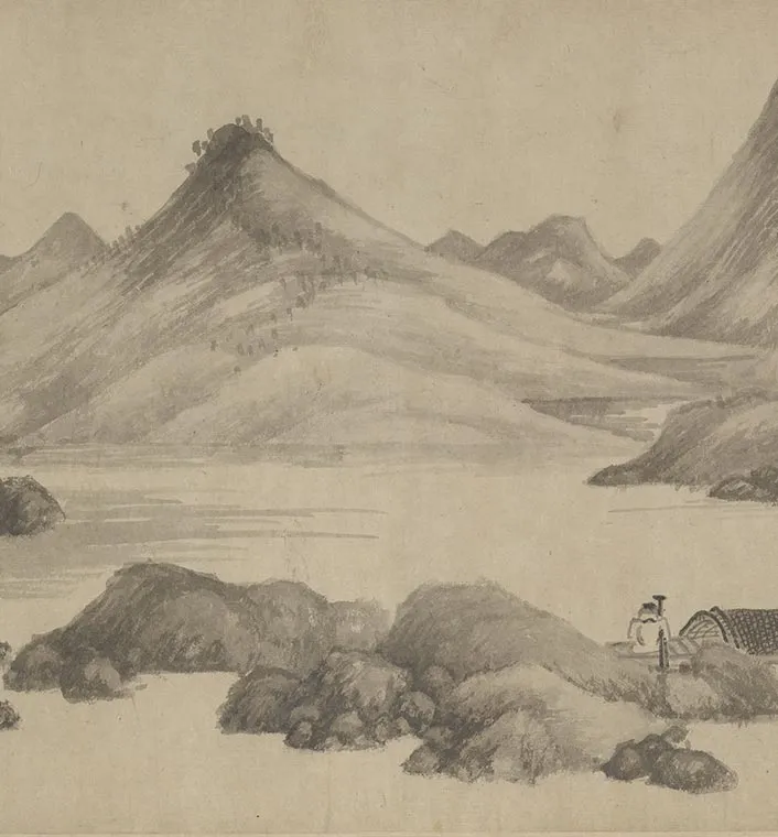 元吴镇水墨画《渔父图卷》_20