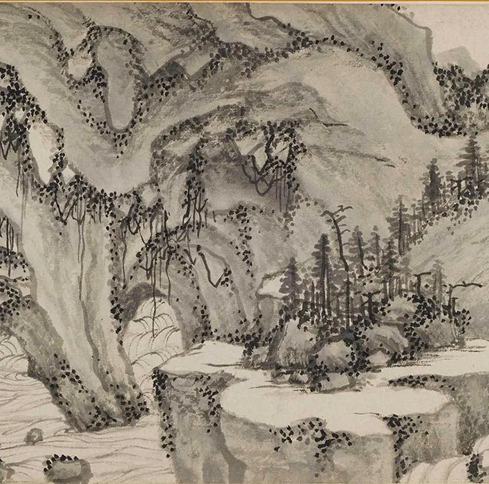 钱谷山水画《溪山深秀图》卷_09
