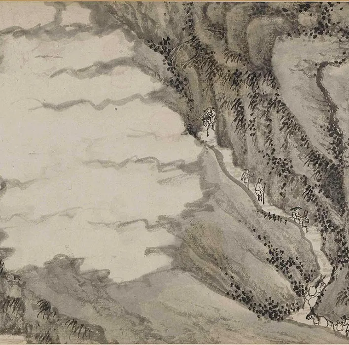 钱谷山水画《溪山深秀图》卷_06