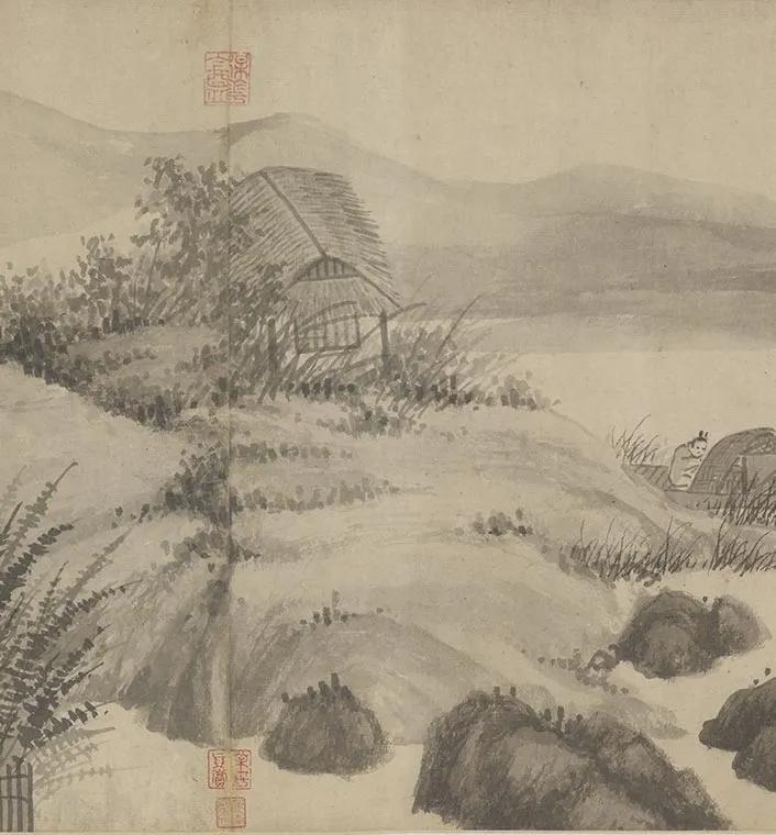 元吴镇水墨画《渔父图卷》_13