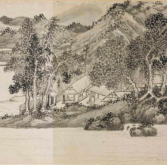 钱谷山水画《溪山深秀图》卷_18