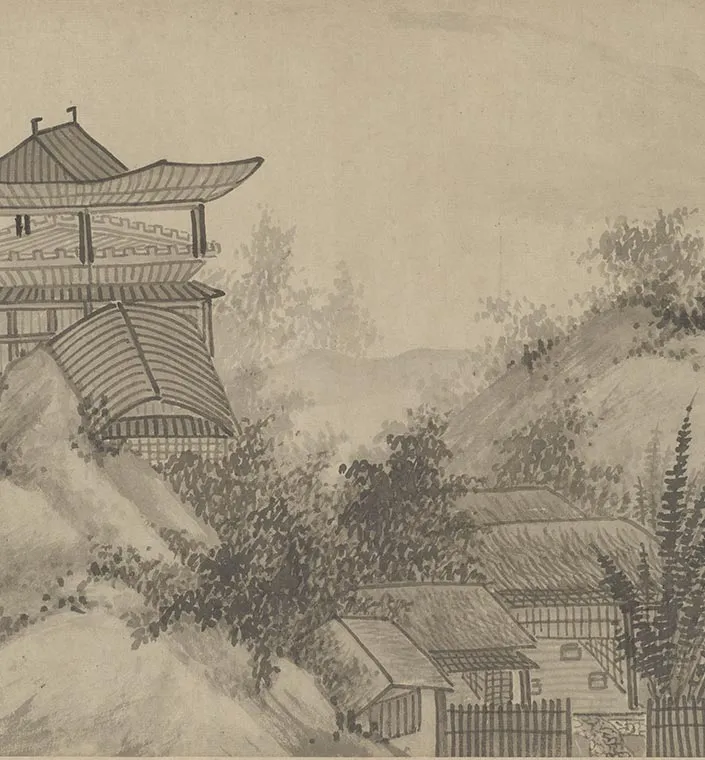 元吴镇水墨画《渔父图卷》_12