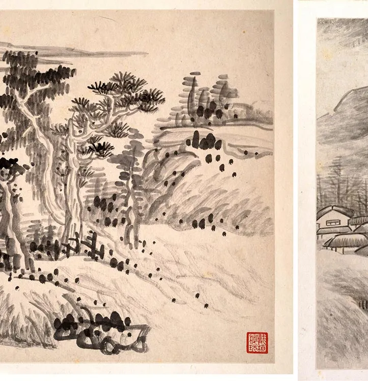 龚贤水墨山水《十二月令山水册》_28