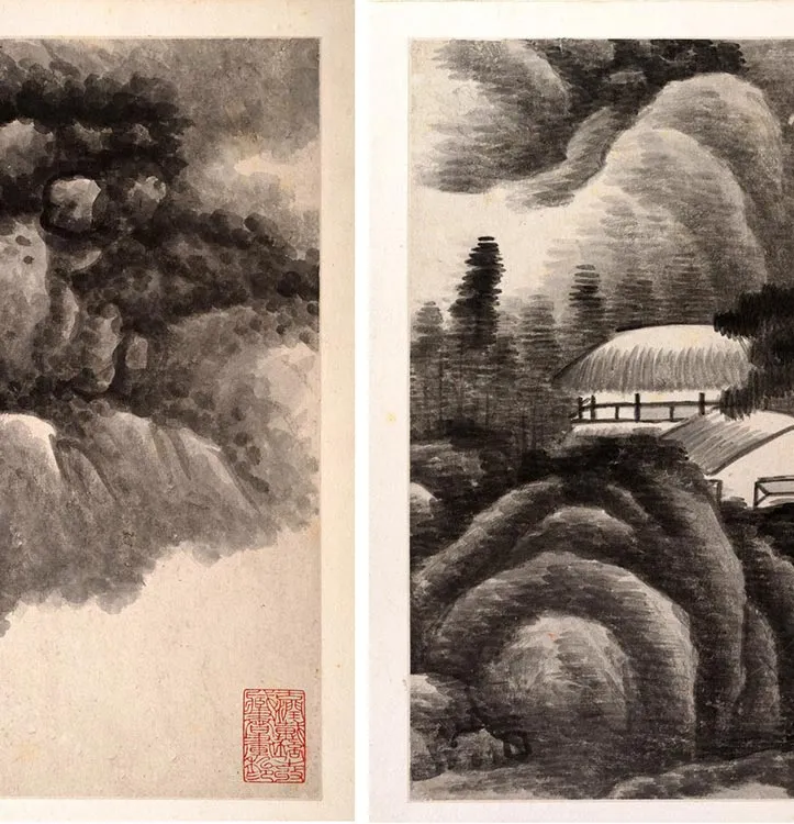 龚贤水墨山水《十二月令山水册》_20
