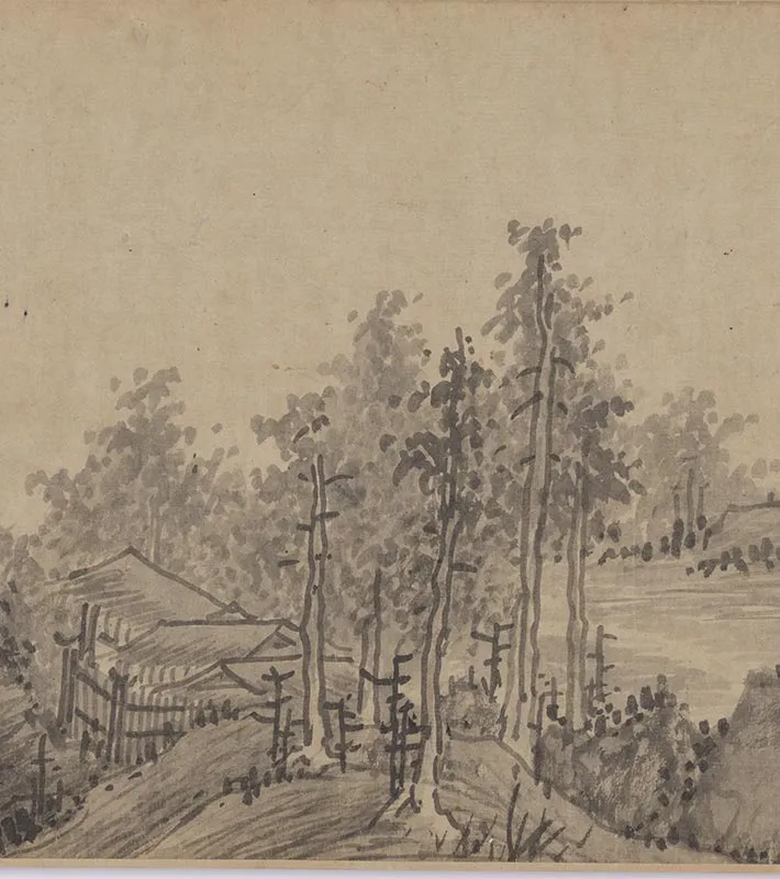 吴镇山水画《草亭诗意图》卷_06