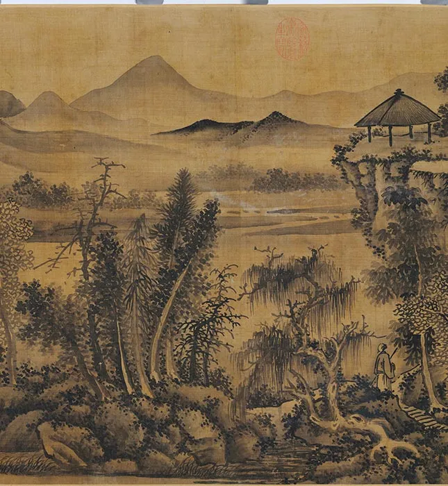 吴镇山水画《夏山欲雨图》卷_05