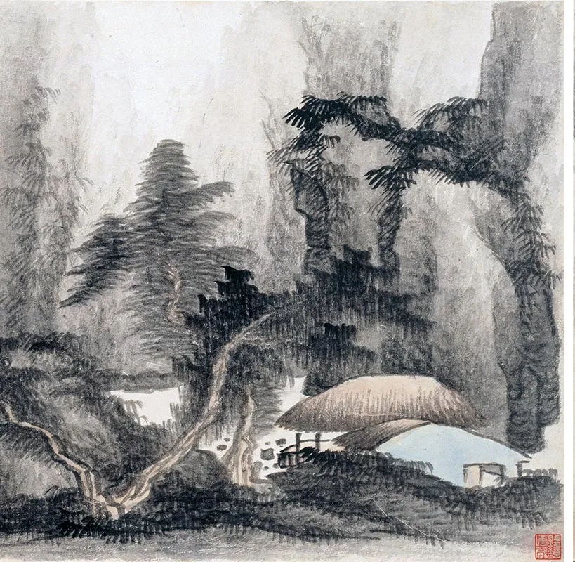 龚贤《山水八段图卷》_06