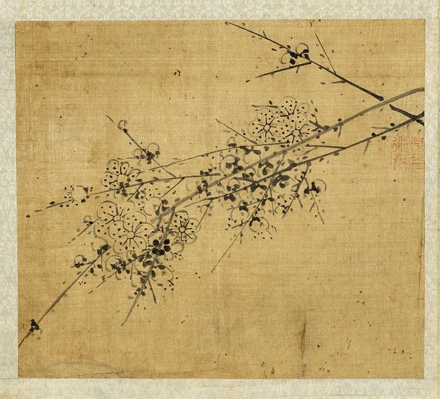 元吴镇墨梅图《以介眉寿册》_02
