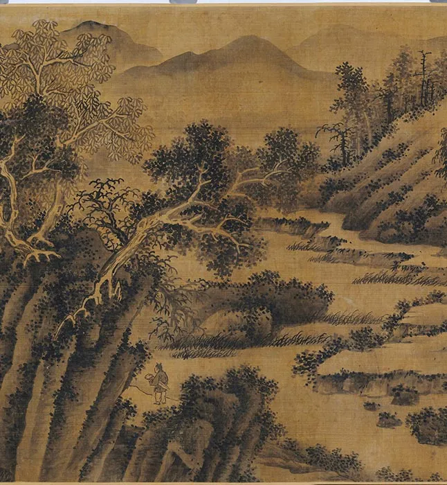 吴镇山水画《夏山欲雨图》卷_07