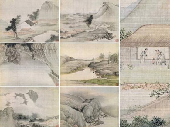 清谢荪《画山水图册》共8幅