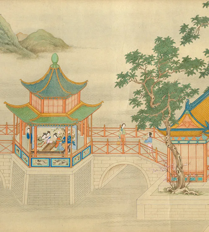 丁观鹏《仿仇英汉宫春晓图》卷_05