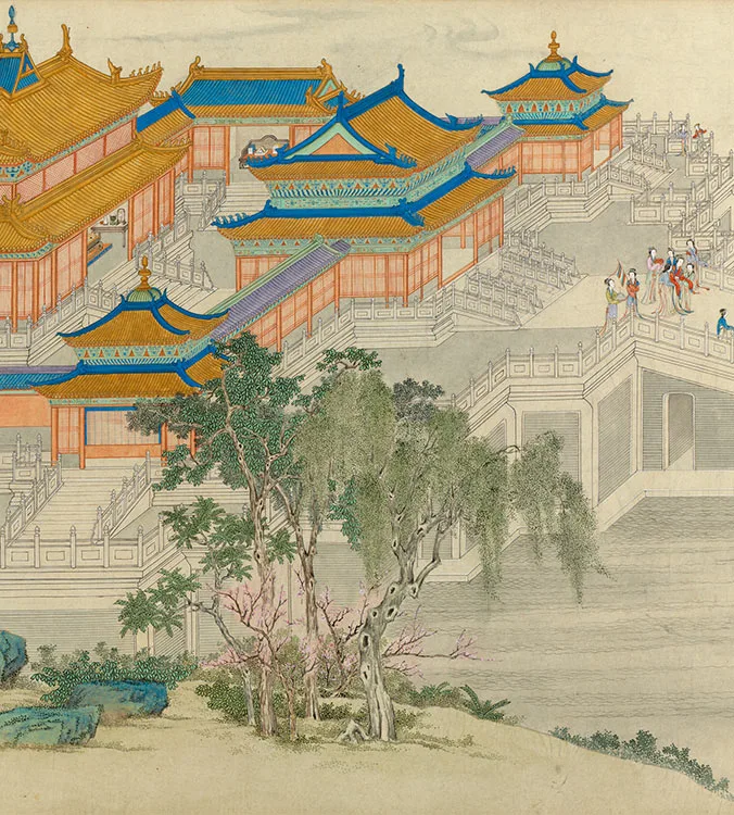 丁观鹏《仿仇英汉宫春晓图》卷_02